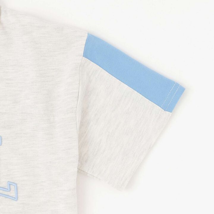 Half-Zip Loose Short Sleeve T-Shirt,Smoke white, medium image number 19