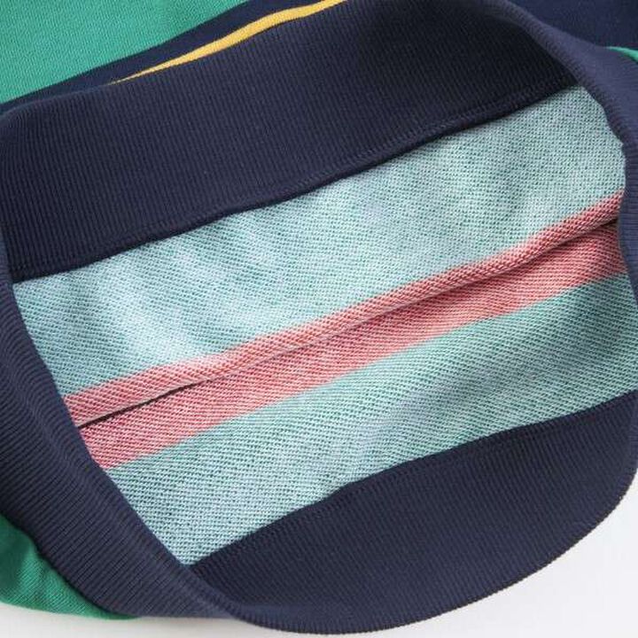 KP Boy Panel Stripe Polo Collar Sweatshirt (100-160),Brown, medium image number 6