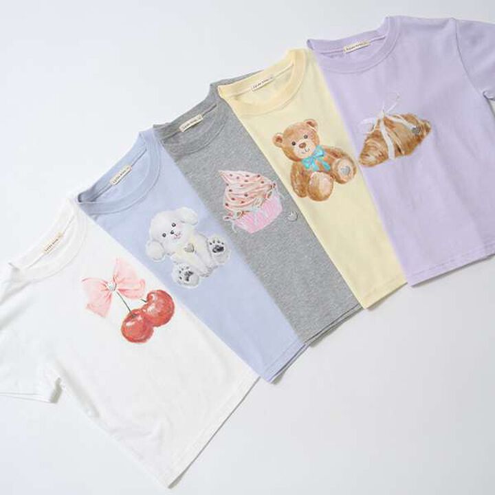 Soft Cotton Assorted Ribbon Motif Printed T-Shirt,Light blue, medium image number 13