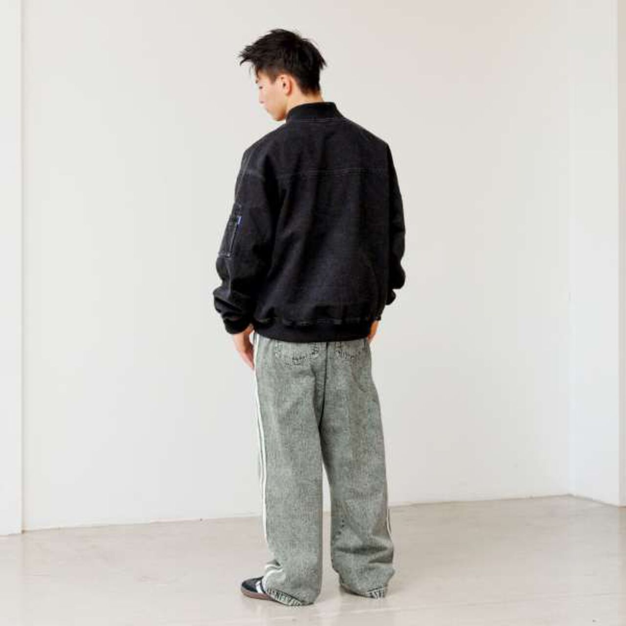 Denim Bomber Jacket,Light blue, large image number 5