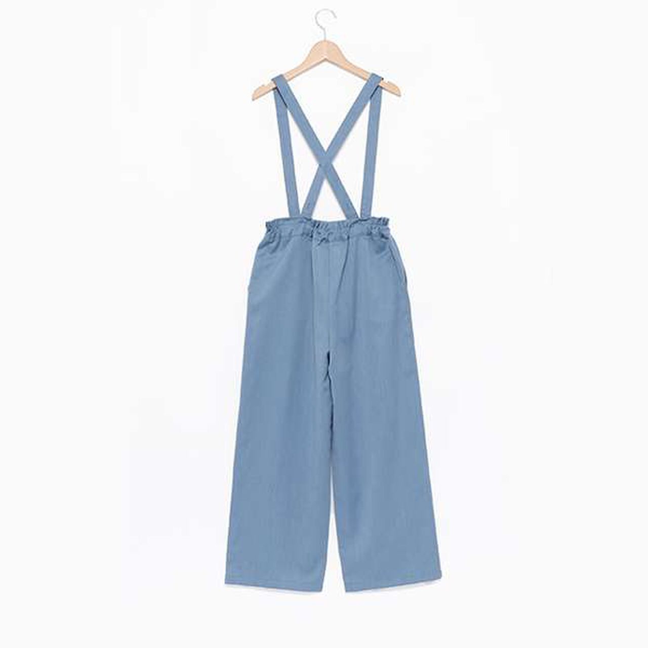 Wool Lined Wide Pants with Suspenders,Blue, large image number 1