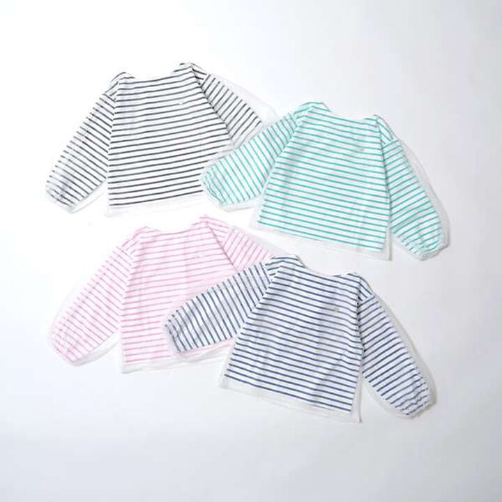 Soft Cotton Tulle Layered Stripe Boat Neck T-Shirt,Blue, medium image number 10