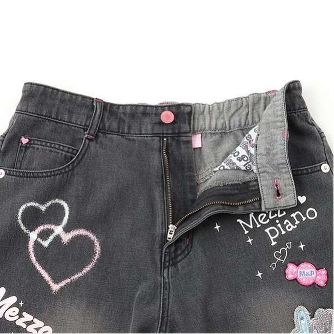 Reissue ♪ Decorative Wide Denim Pants,Black, large image number 3