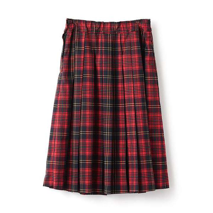 Midi-Length Pleated Skirt with Buckle Belt,Gray, medium image number 7