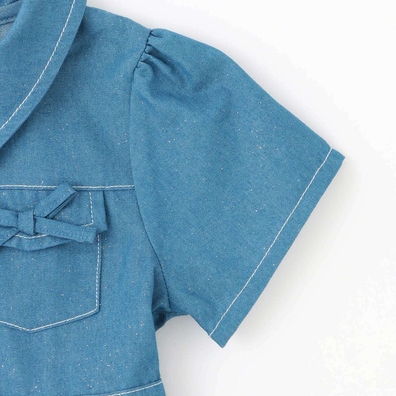 Lame Denim Shirt Dress,Blue, large image number 3