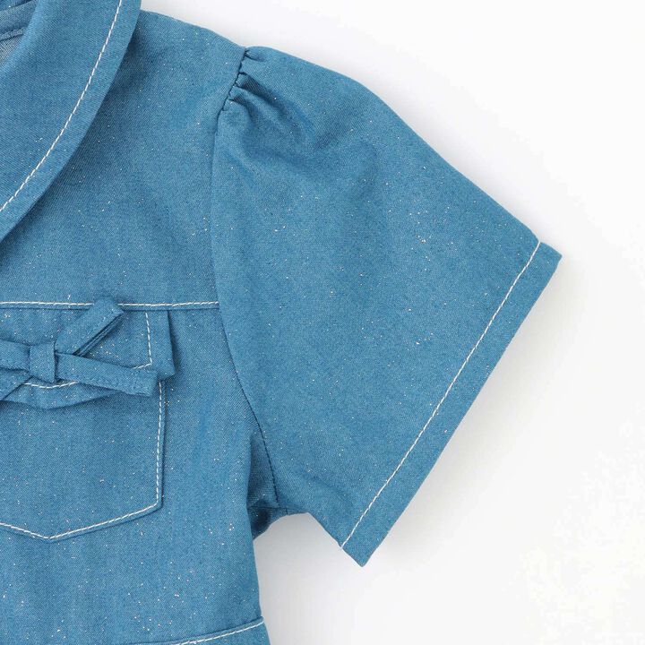 Lame Denim Shirt Dress,Blue, medium image number 3