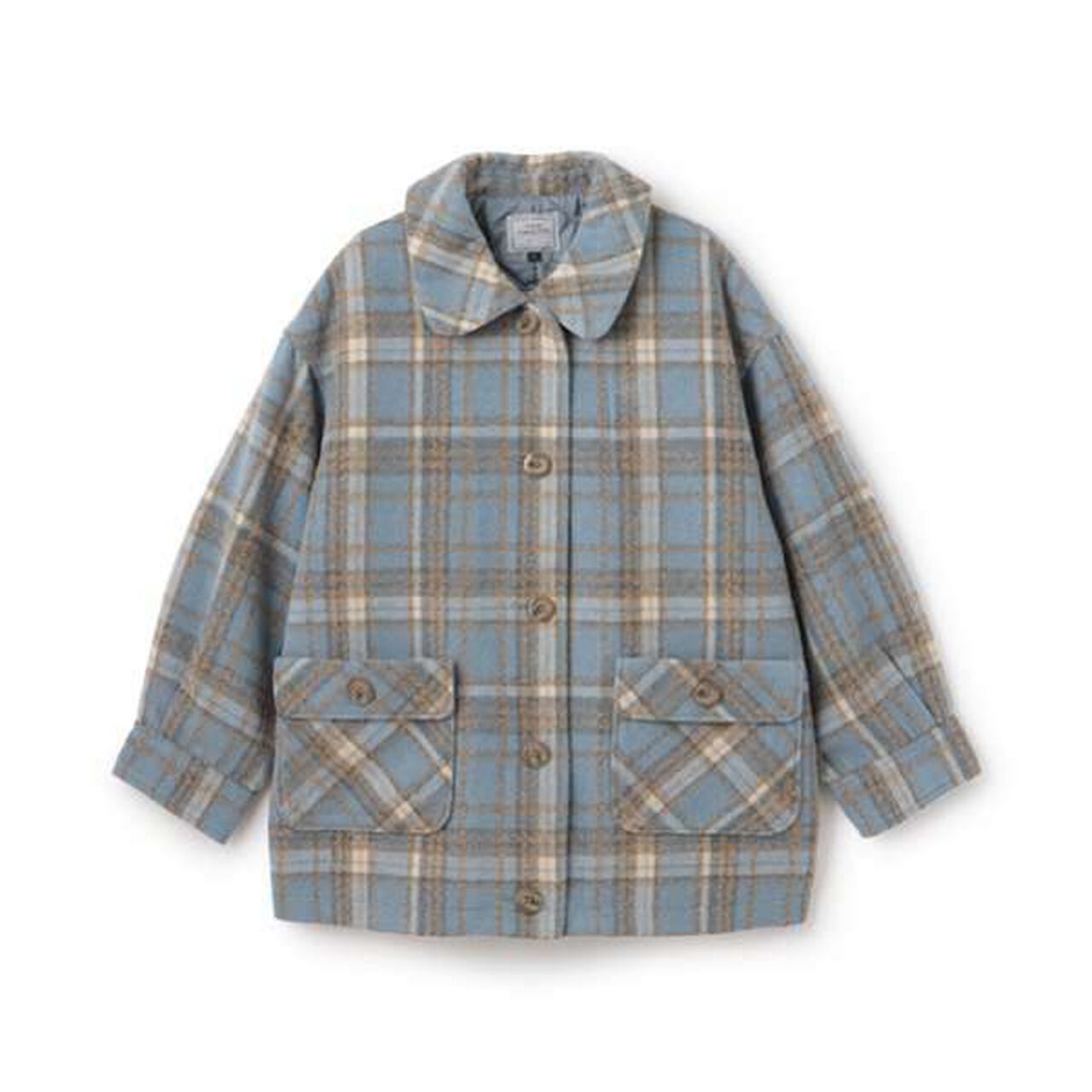 Check Cocoon Coat,Navy, large image number 18