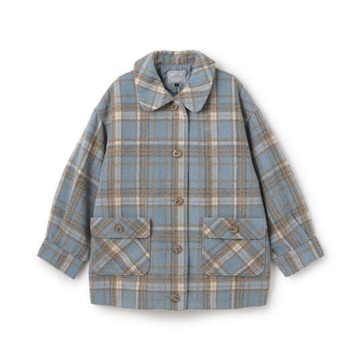 Check Cocoon Coat,Navy, medium image number 18