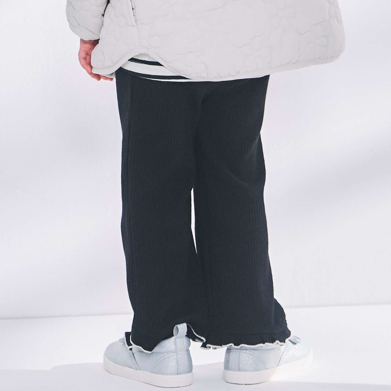 Merrowed Frill Flared Pants,Charcoal gray, large image number 4
