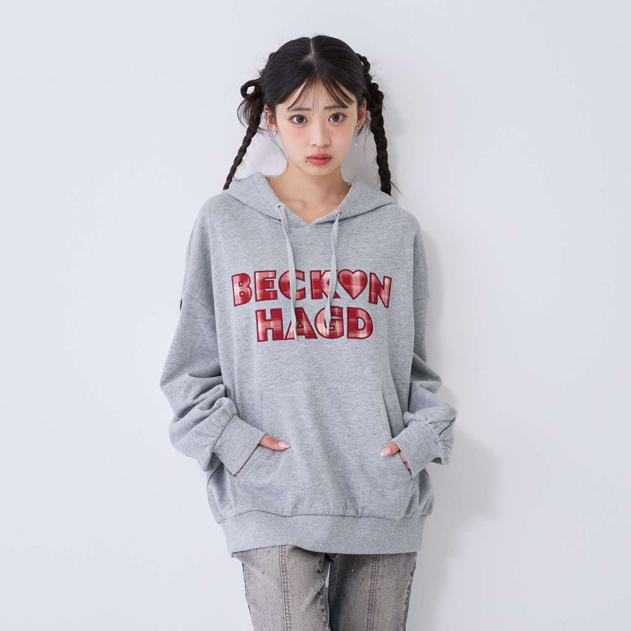 [100% Cotton] Patterned Logo Appliqu&eacute; Hoodie,Off white, large image number 7