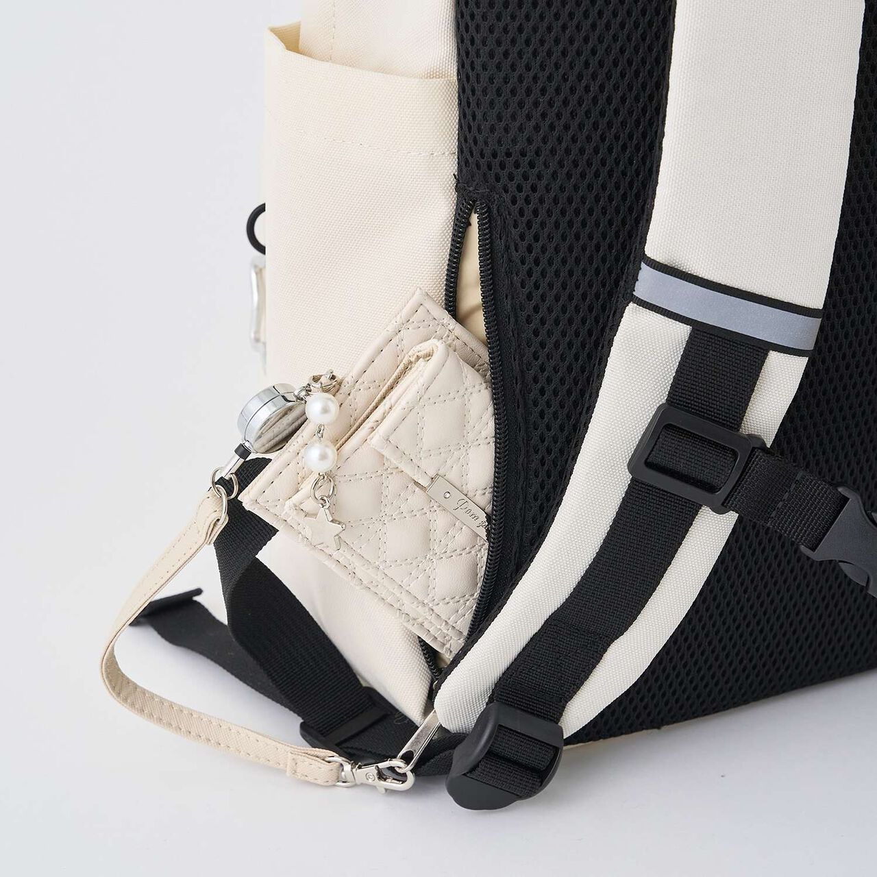 Casual Backpack with Charm,Black, large image number 20