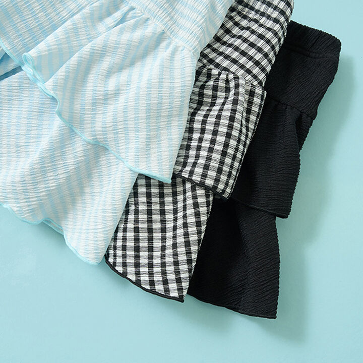 [SWIM] [UV Processing] Gingham Check Gathered Two-Piece Set,Black, medium image number 2