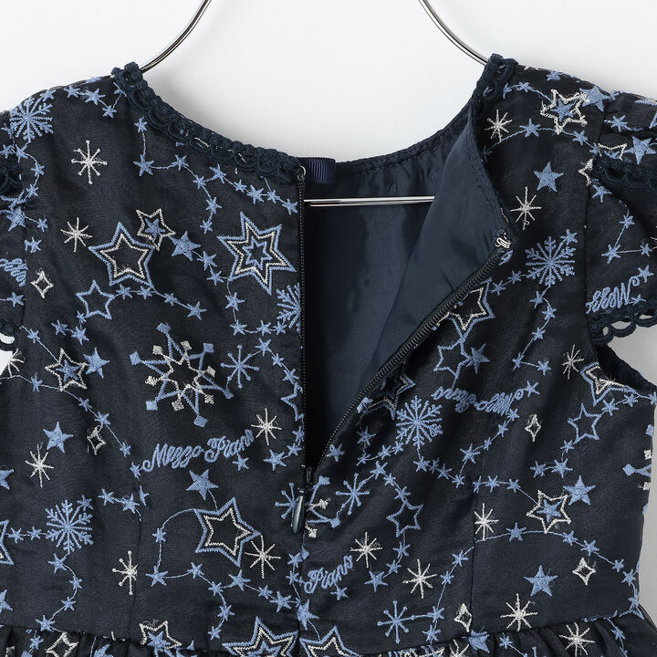 Sparkling Star Embroidery Dress,Navy, medium image number 6