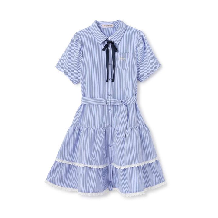 Tiered Shirt Mini One-Piece Dress,Blue, medium image number 11