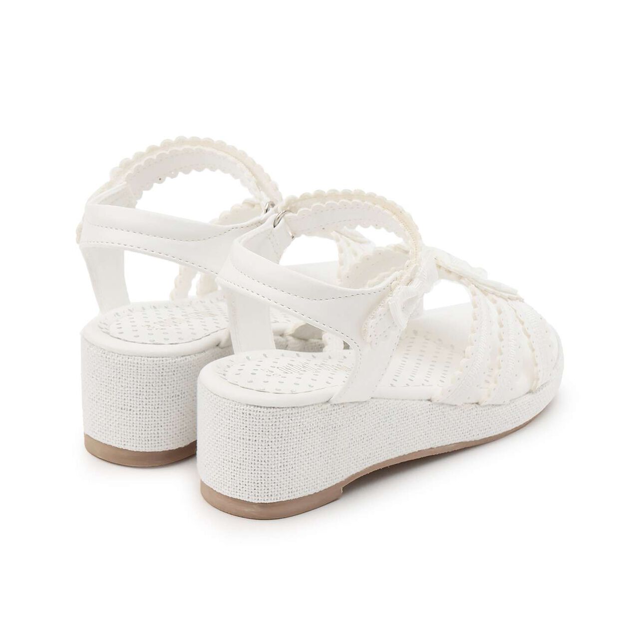 Ribbon Wedge Heel Sandals,White, large image number 1