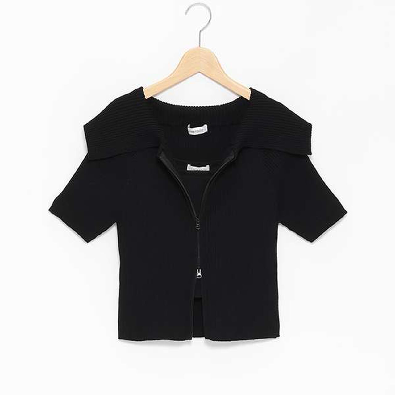 Big Collar Zip Knit,Off white, large image number 7