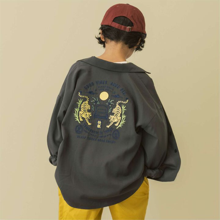 [Parent-Child Matching] Assorted Souvenir Embroidered Long-Sleeve Shirt,Charcoal gray, medium image number 0