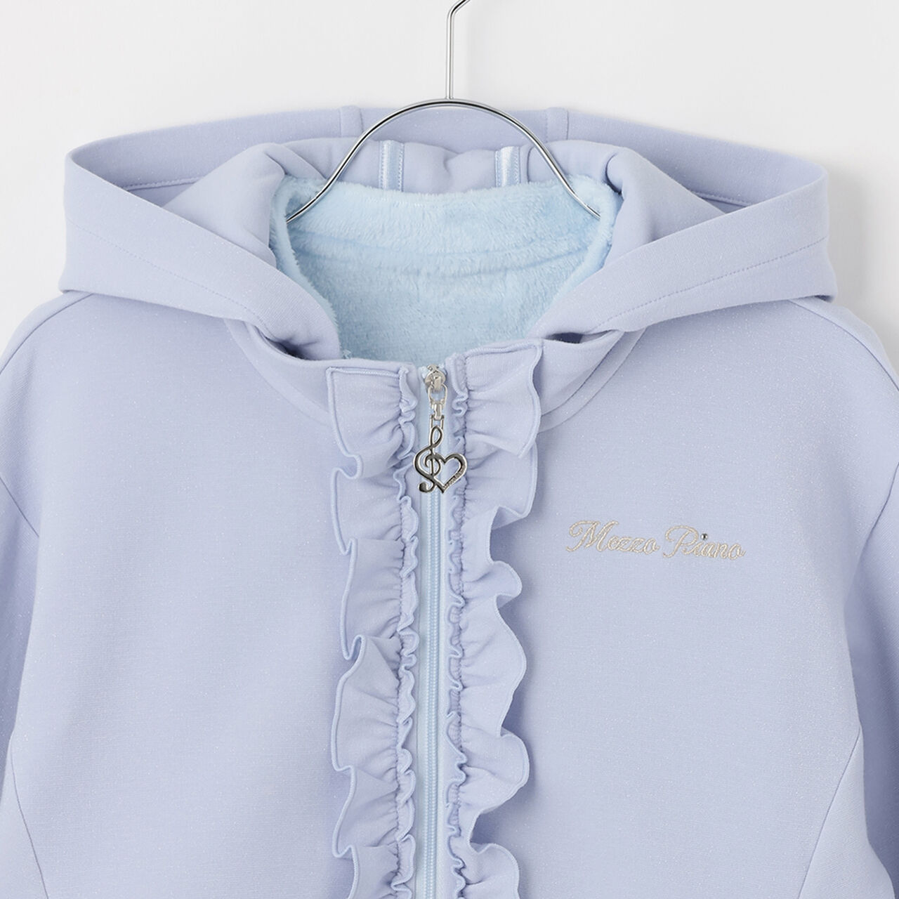 Lame Double-Knit Frill 3WAY Bomber Jacket,Sax blue, large image number 6