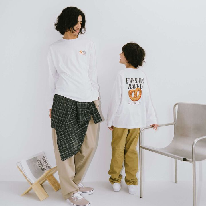 [Matching with Dad Outfit] Link Assortment Transfer Wide Long Sleeve T-Shirt,Blue, medium image number 4