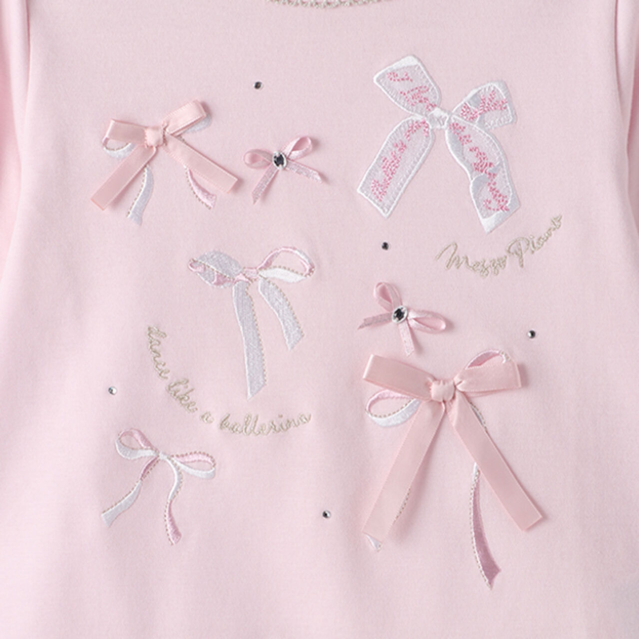 Ribbon Full Scalloped Hem Long-Sleeve T-Shirt,Sax blue, large image number 6