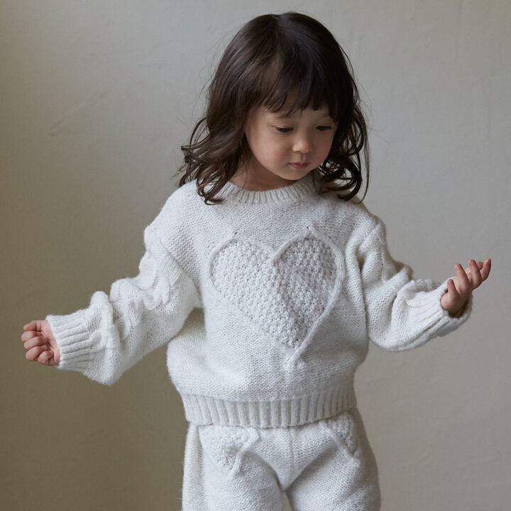 Link Heart Cable Knit,Ivory, medium image number 0