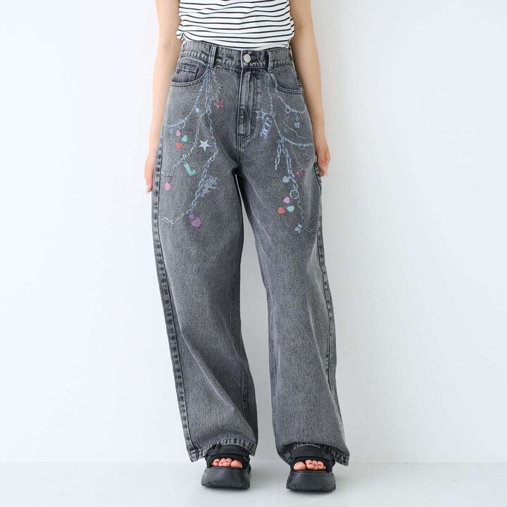 [LTXC] Charm Design Denim Wide Pants,Gray, medium image number 8