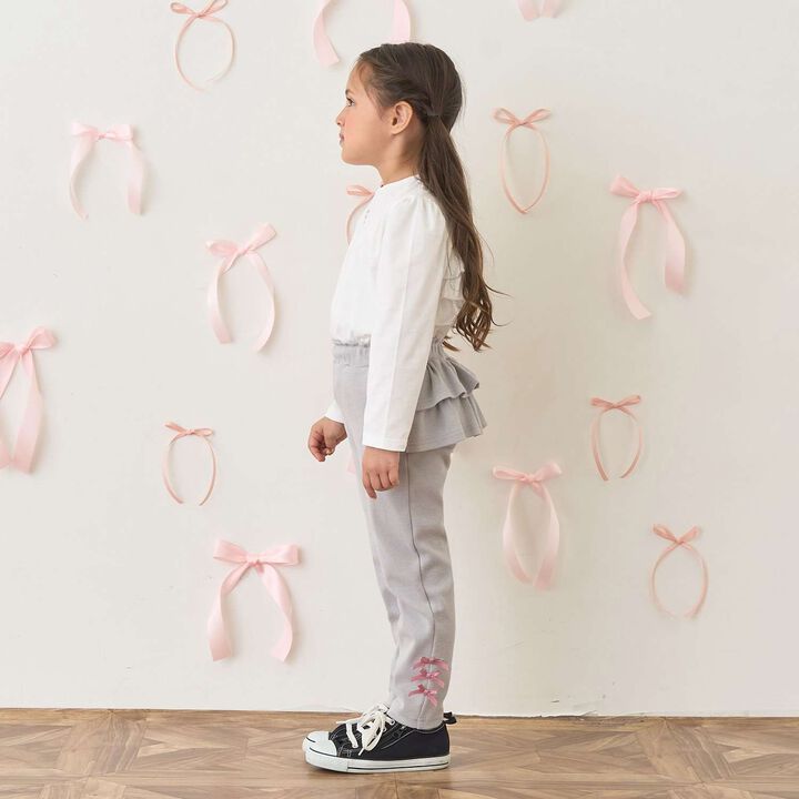 Tomo Pants Back Frill Hem Ribbon Pants,Light gray, medium image number 32