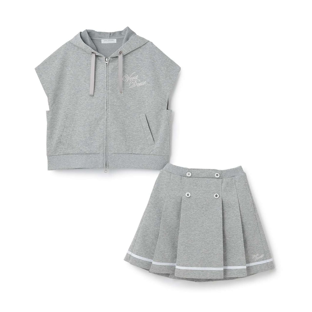 [Cool Touch] French Sleeve Parka Outfit Set,Top gray, large image number 8