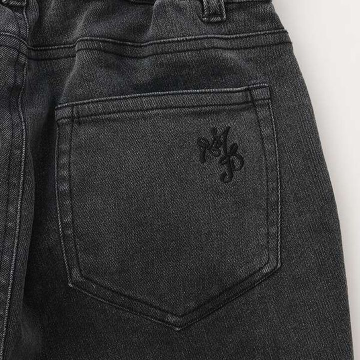 Side Frill Straight Denim Pants,Black, medium image number 6