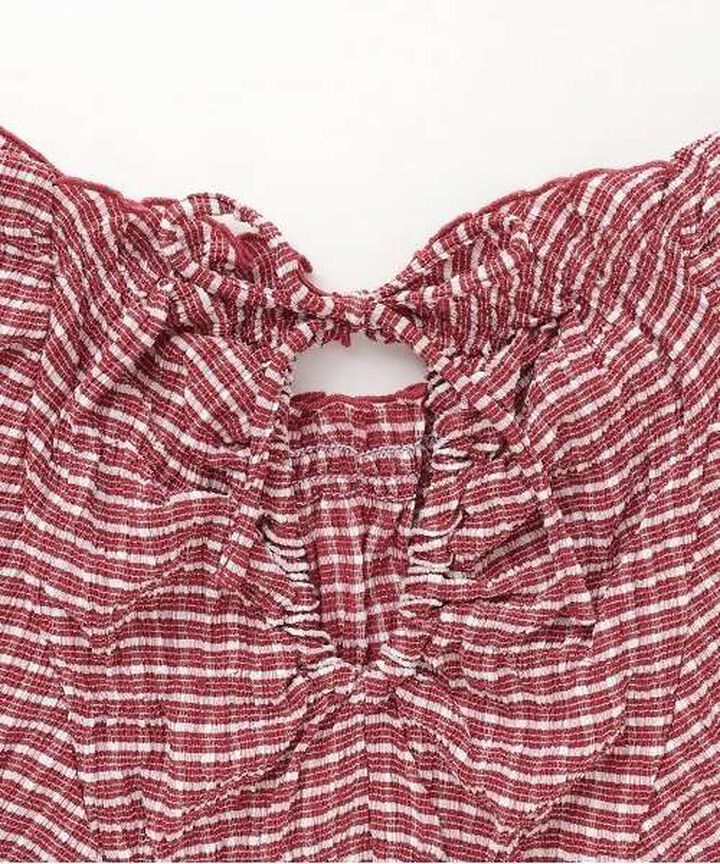 Frill Sleeve Checkered Blouse [Korean Fashion],Black, medium image number 11