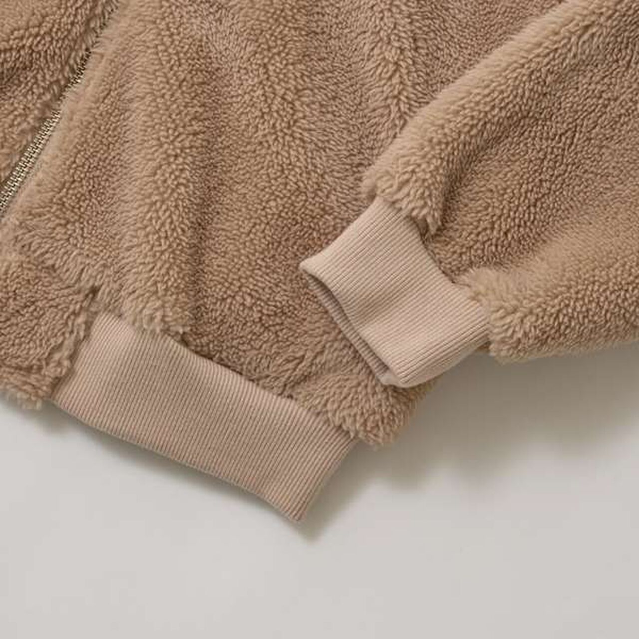 Versatile Round Collar Fleece Jacket,Beige, large image number 12