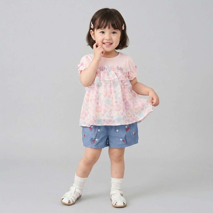 Sweets Motif Color-Block Top,Sax blue, medium image number 6