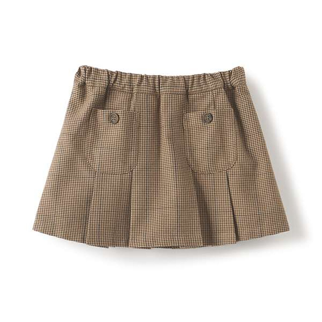 [Link] Check Pleated Skirt-Pants (Kids Size),Brown, large image number 0