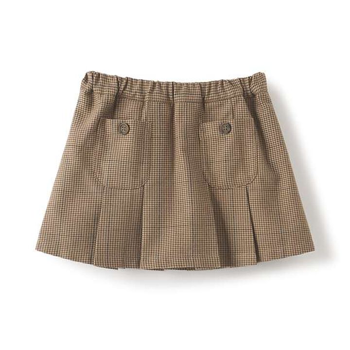 [Link] Check Pleated Skirt-Pants (Kids Size),Brown, medium image number 0