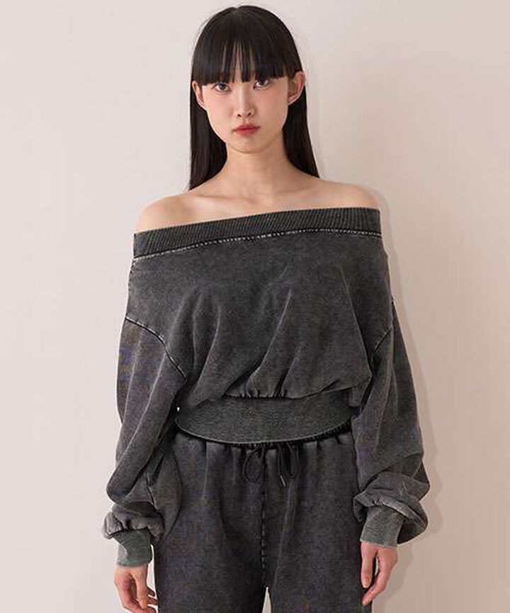 Off-Shoulder Sweatshirt Pullover,Purple, medium image number 18