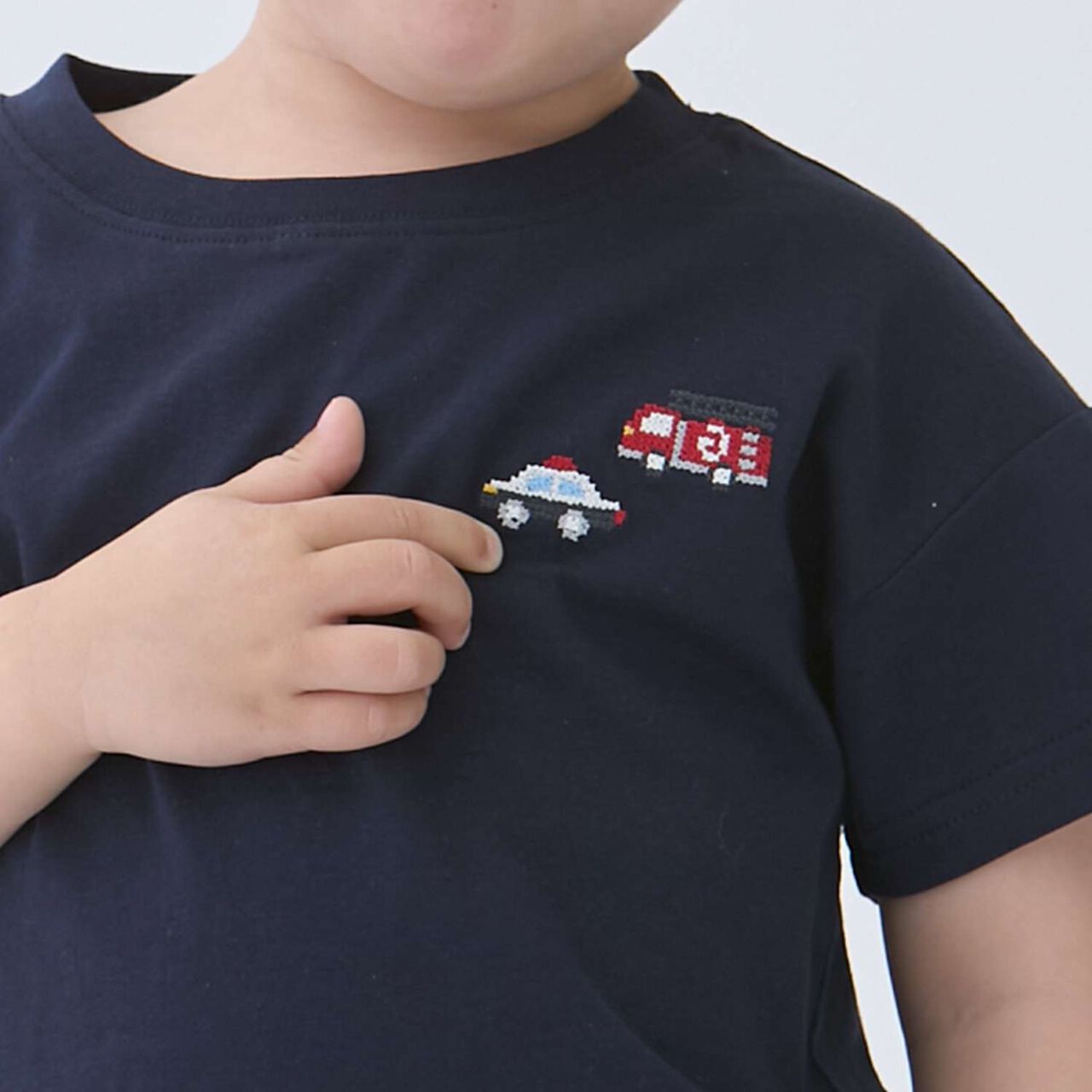 [Food Stain Resistant] Embroidered Short Sleeve T-Shirt,Coral red, large image number 9