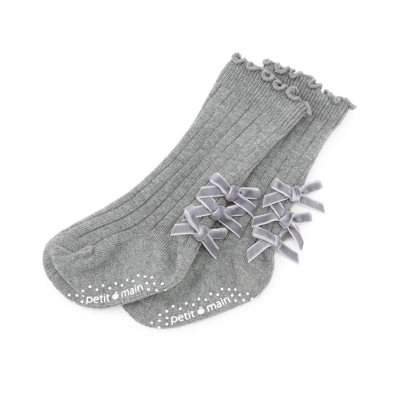 Ribbon Knee-High Socks,Top gray, large image number 0