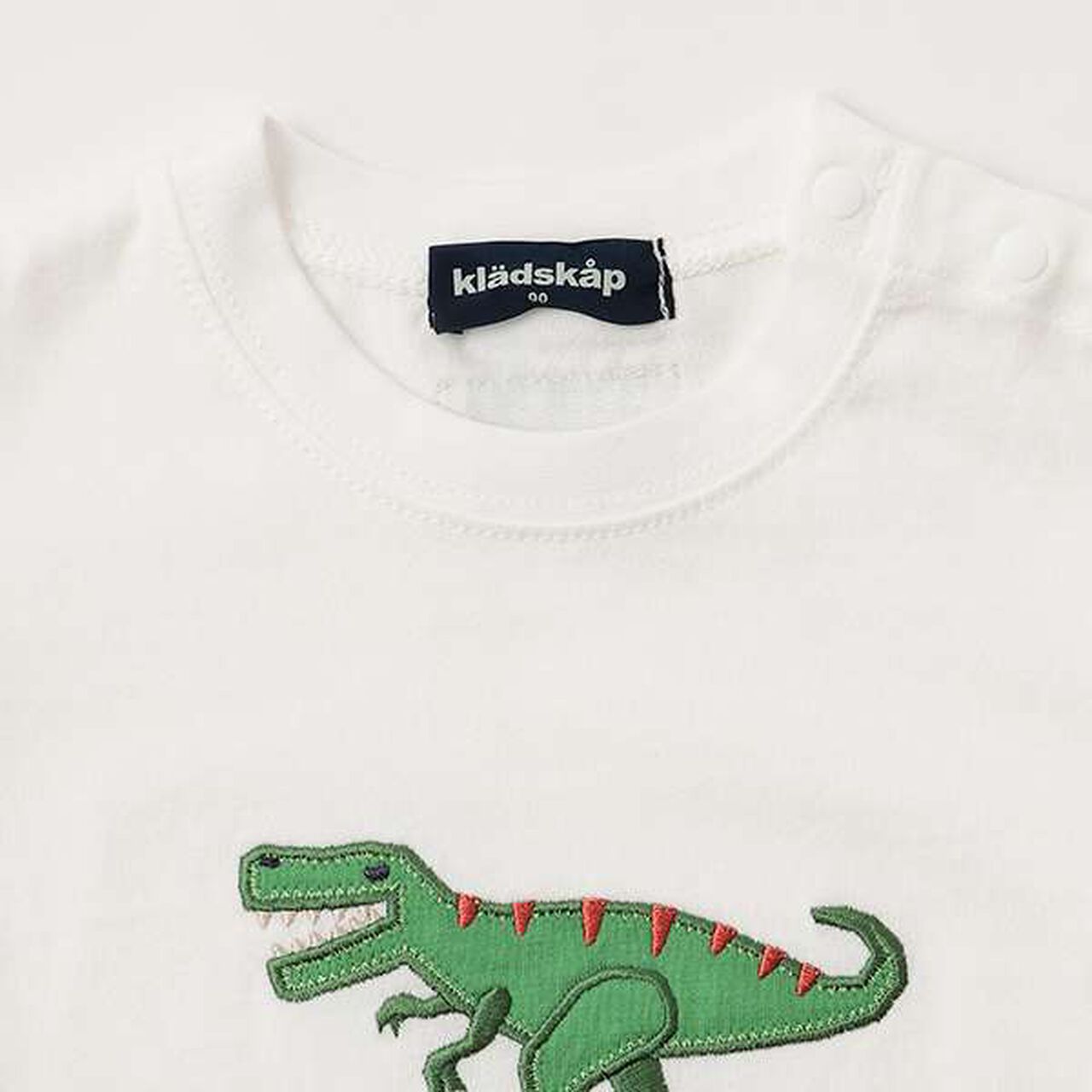 Dinosaur Appliqué Short Sleeve T-Shirt Outfit Set,Off white, large image number 10