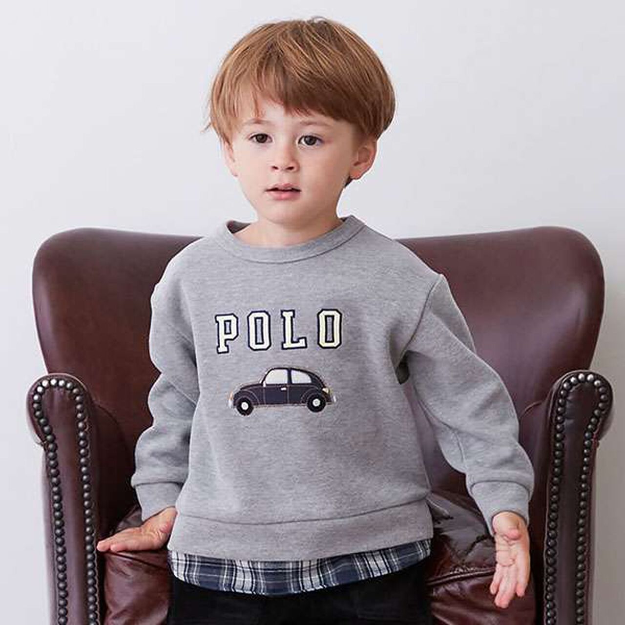 Polo Appliqué Long Sleeve T-Shirt,Top gray, large image number 0