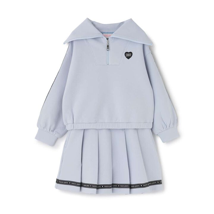 [Popular Item Restocked] [Not Available at Physical Stores] Sailor Half-Zip Logo Line Skirt-Shorts Set,, medium