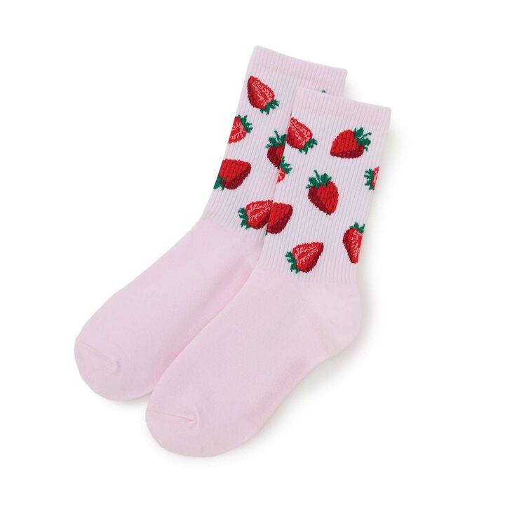 [GOKUGOKU] Fruit Pattern Crew Socks,Pink, medium image number 0