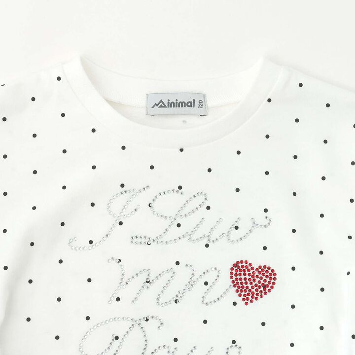 Rhinestone Logo Drawstring Short Sleeve T-Shirt,Off white, medium image number 2