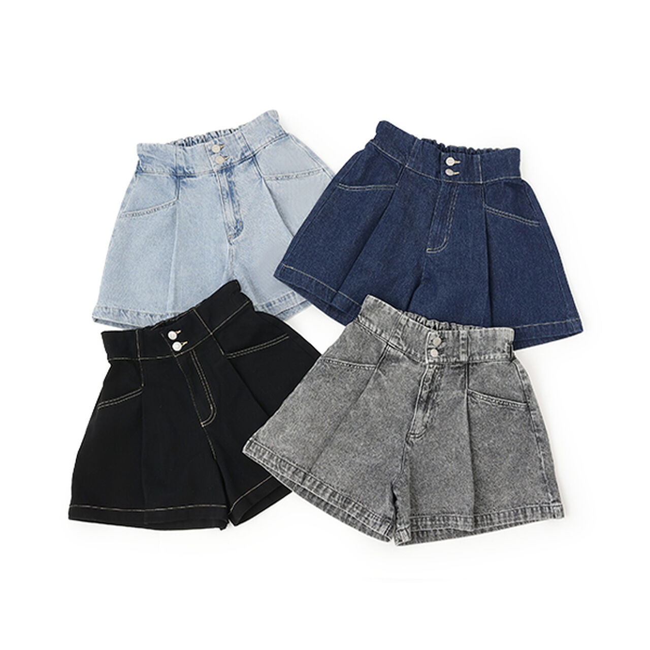 Flattering Tuck Flare Denim Culottes,Blue, large image number 8