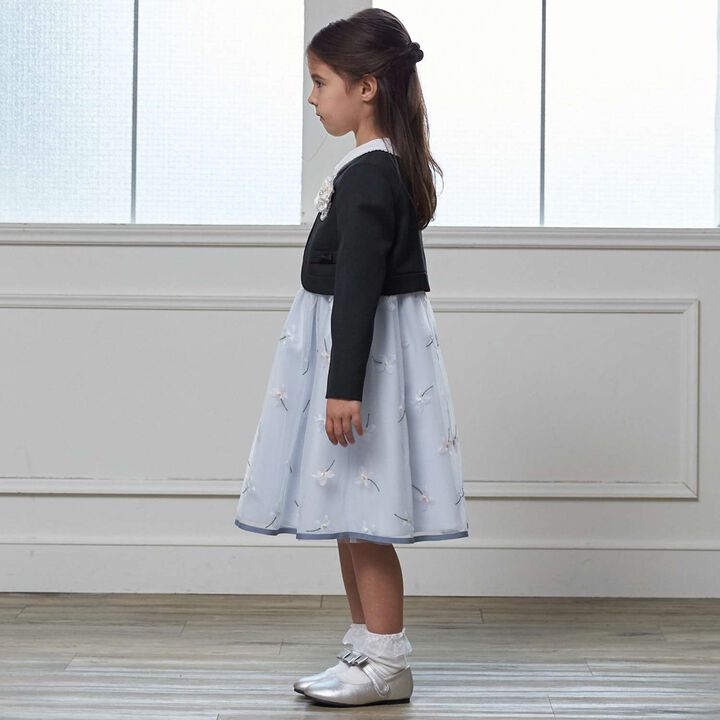 [Formal] Flower Embroidery OP + Collared JK Set,Sax blue, medium image number 1