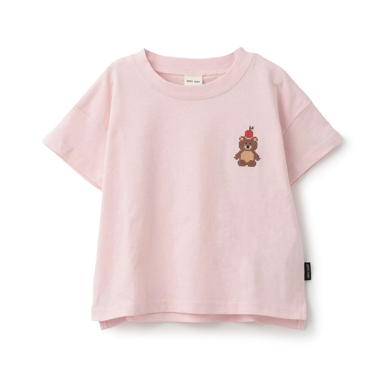 [Food Stain Resistant] Embroidered Short Sleeve T-Shirt,Coral red, large image number 15