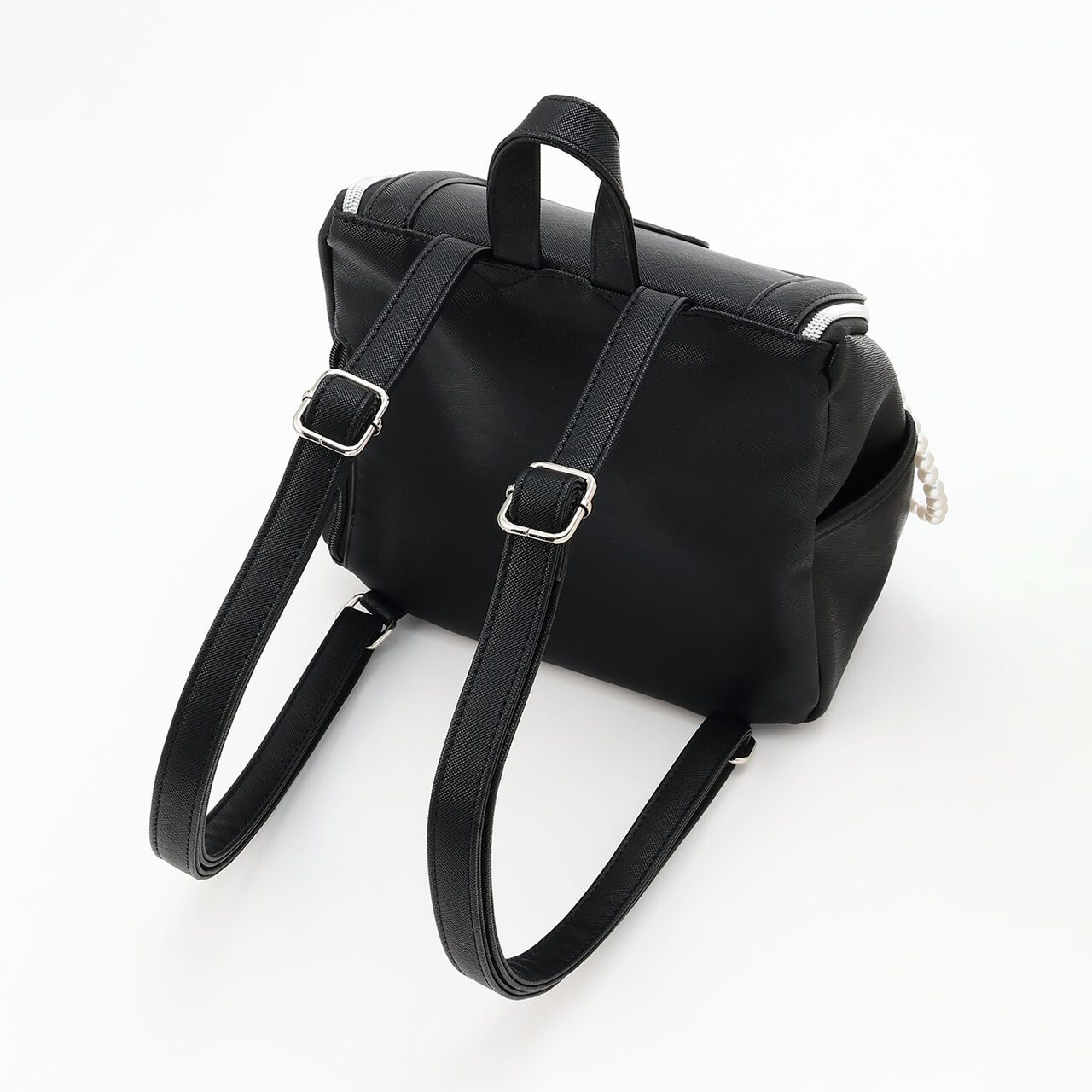 Quilted Design Bucket Backpack,Black, large image number 7