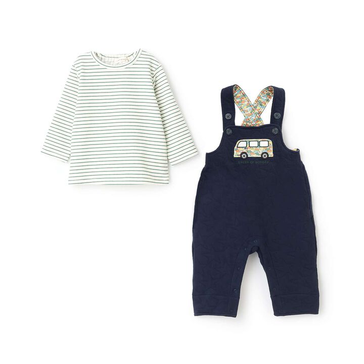 Liberty Appliqué Overalls Suit,Navy, medium image number 2