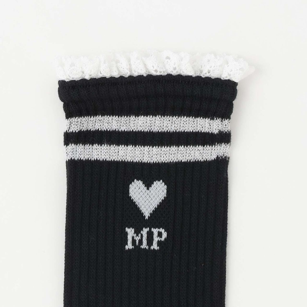 Lace Ribbed Socks,Off white, large image number 1