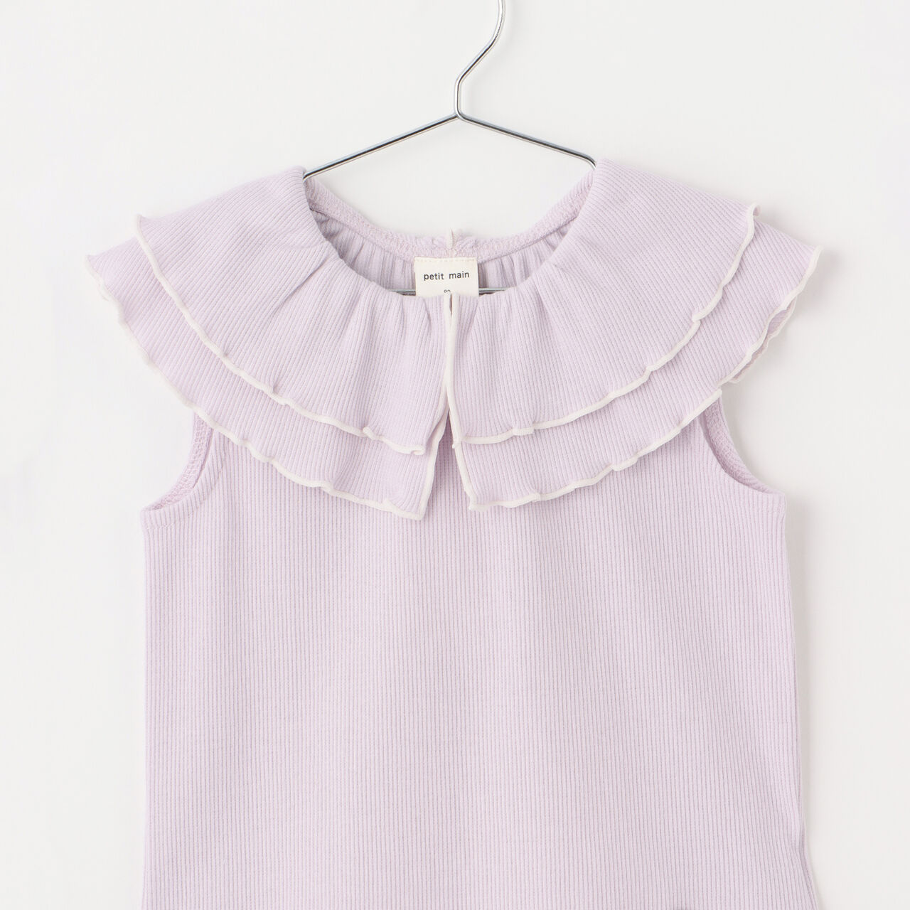 [Cool Touch/Link] Ruffle Collar T-Shirt,Coral red, large image number 2