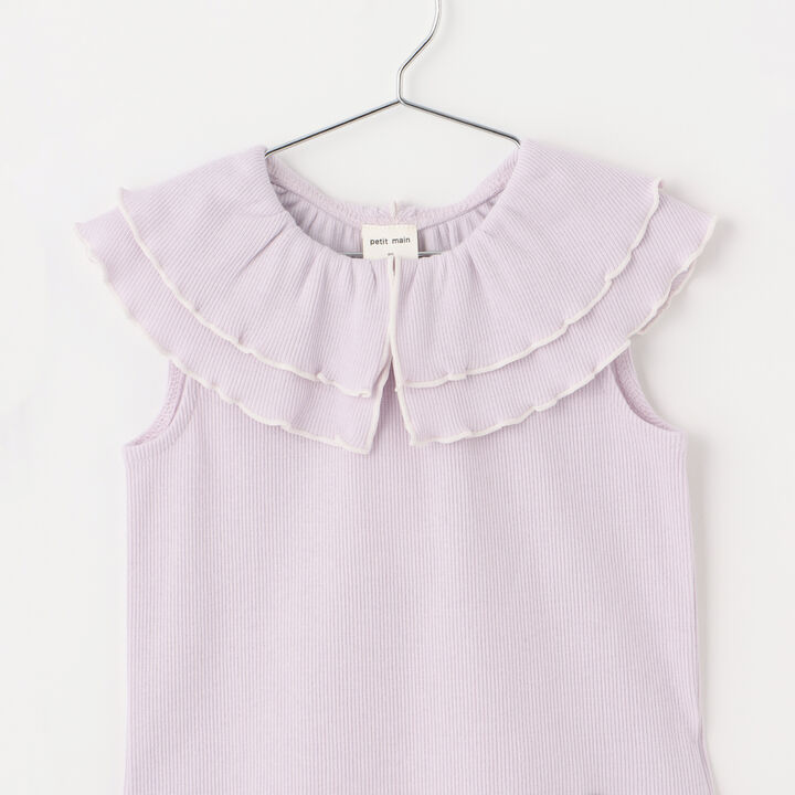 [Cool Touch/Link] Ruffle Collar T-Shirt,Coral red, medium image number 2